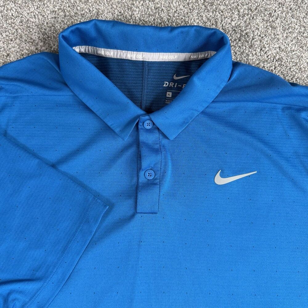 Nike Golf Breathe Textured Dri-FIT Polo Shirt Mens Blue Micro Dot Size XL